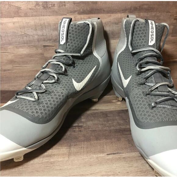 Nike Huarache Gray White 2K Filth High Top Baseball Cleats Mens 16 Metal Spikes main image 5